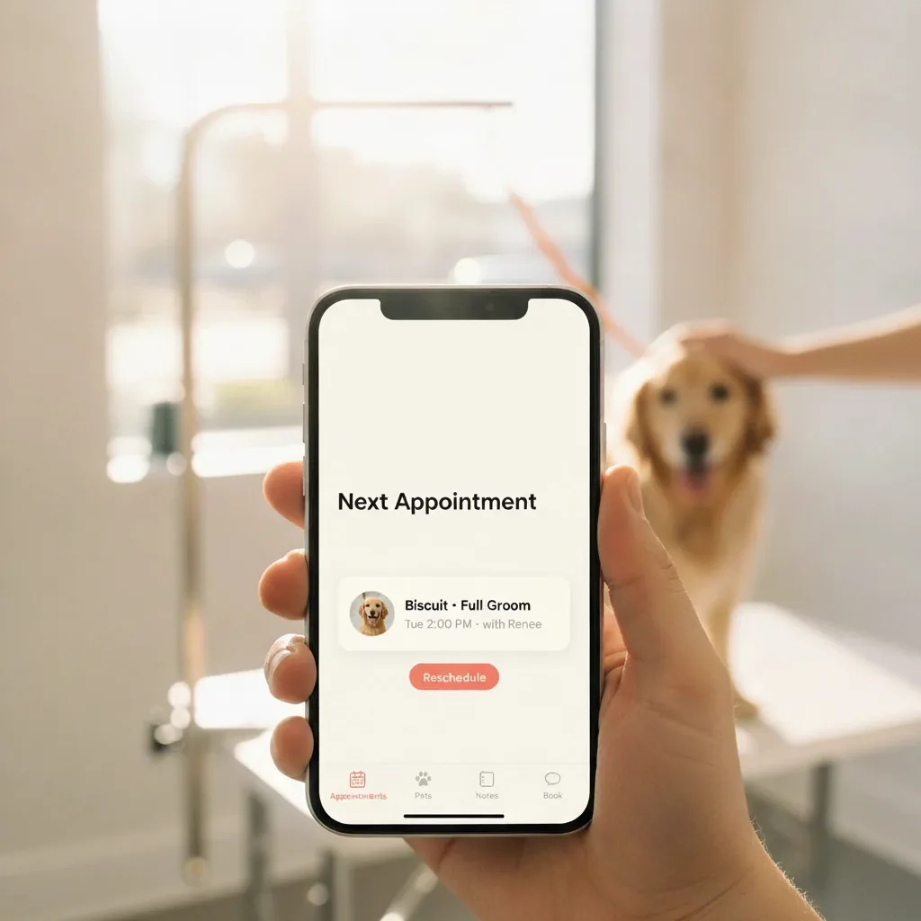 An example app screen: appointments — book, rebook, and reschedule