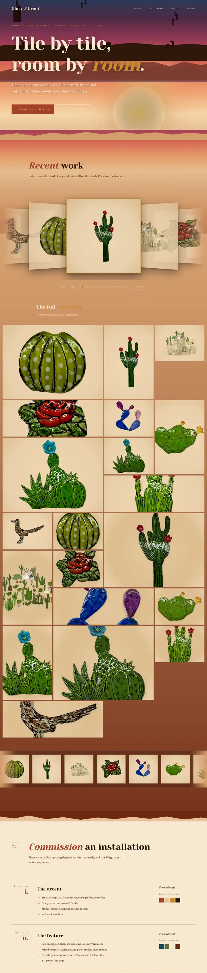 The Tile studio website, built and run by Daringly